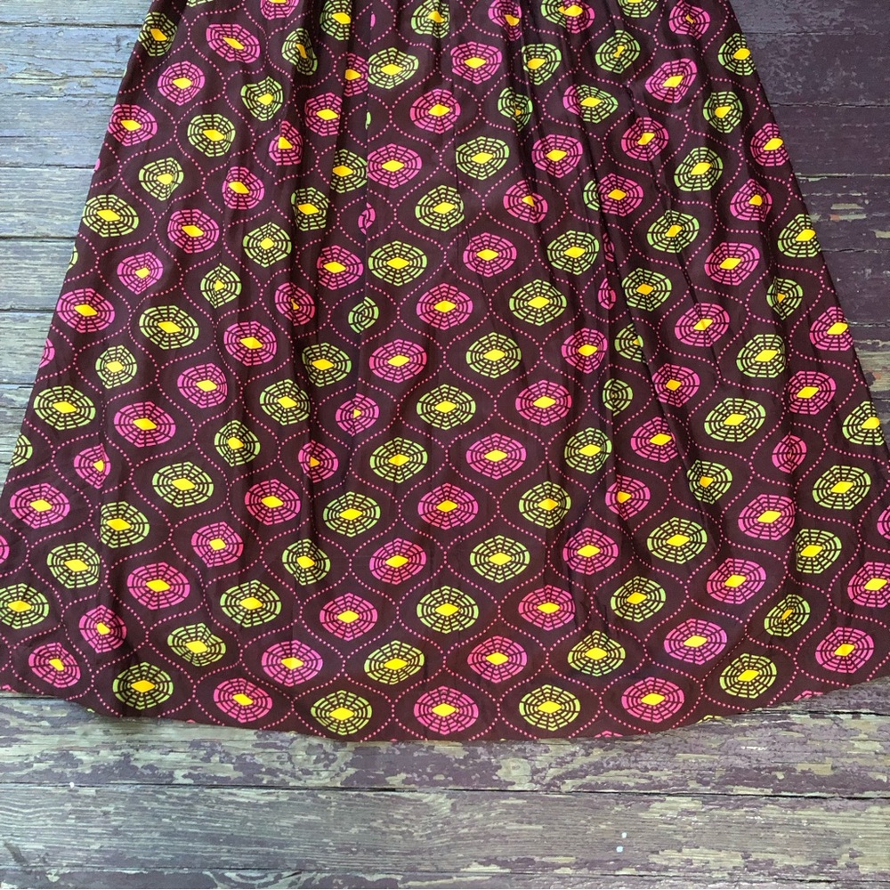 Vintage Handmade Maxi Skirt Size XS High Waist Pockets Tulle 60s 70s Print - Picture 9 of 12
